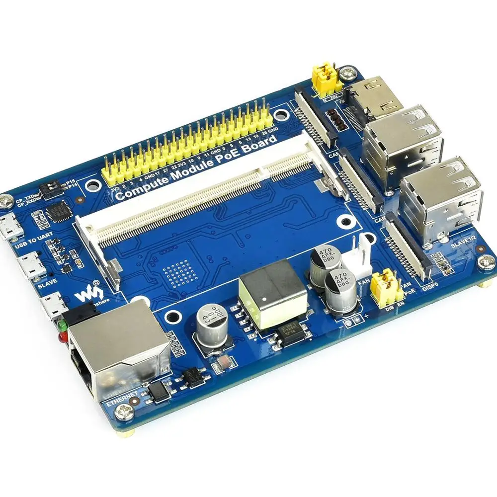 

Waveshare Compute Module IO Board with PoE Feature for Raspberry Pi CM3 / CM3L / CM3+ / CM3+L