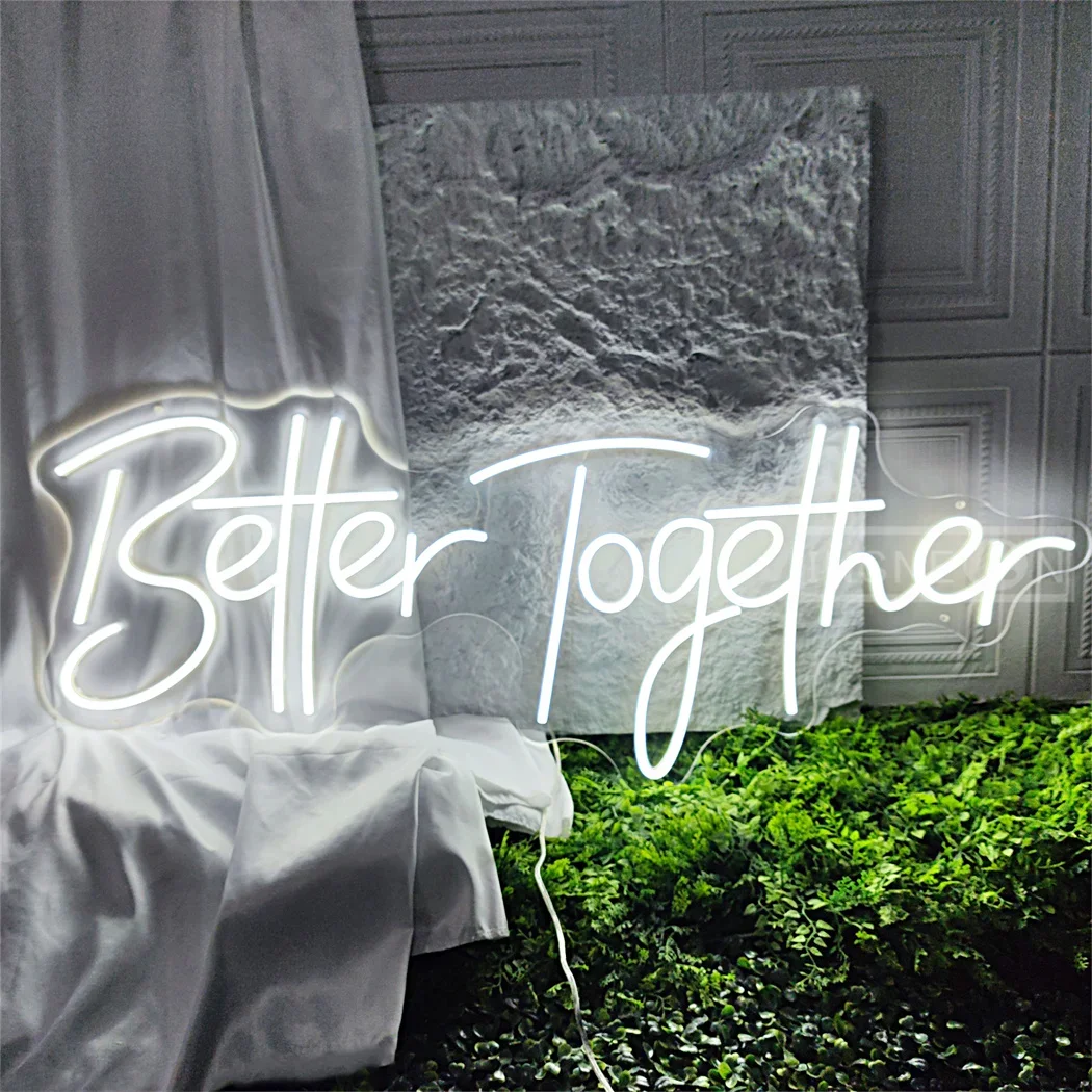 Imagem -05 - Better Together Neon Sign Light Interruptor Regulável Sinal Led de Casamento para Quarto Festa de Noivado Aniversário Senhor e Senhora