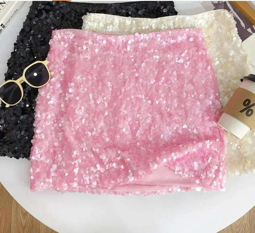 

Облегающая юбка с высокой талией и цветочными пайетками, облегающая летняя короткая юбка для женщин