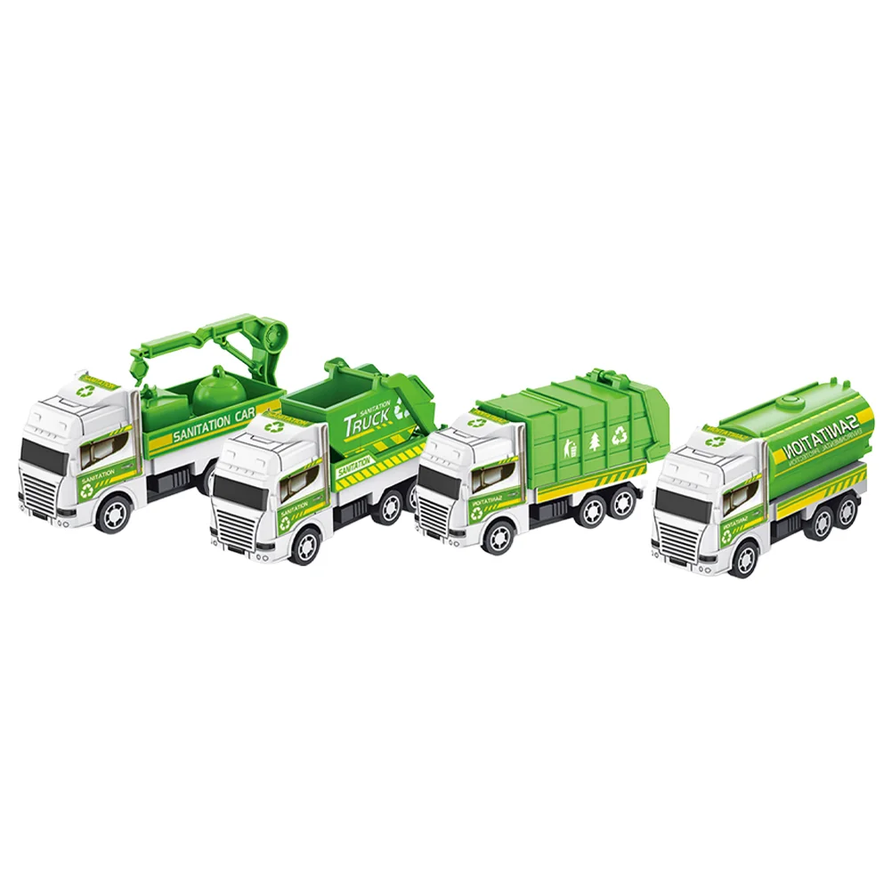 4 Pcs Car Toys for Toddlers Sanitation Vehicle Friction-power Garbage Kids Truck Child