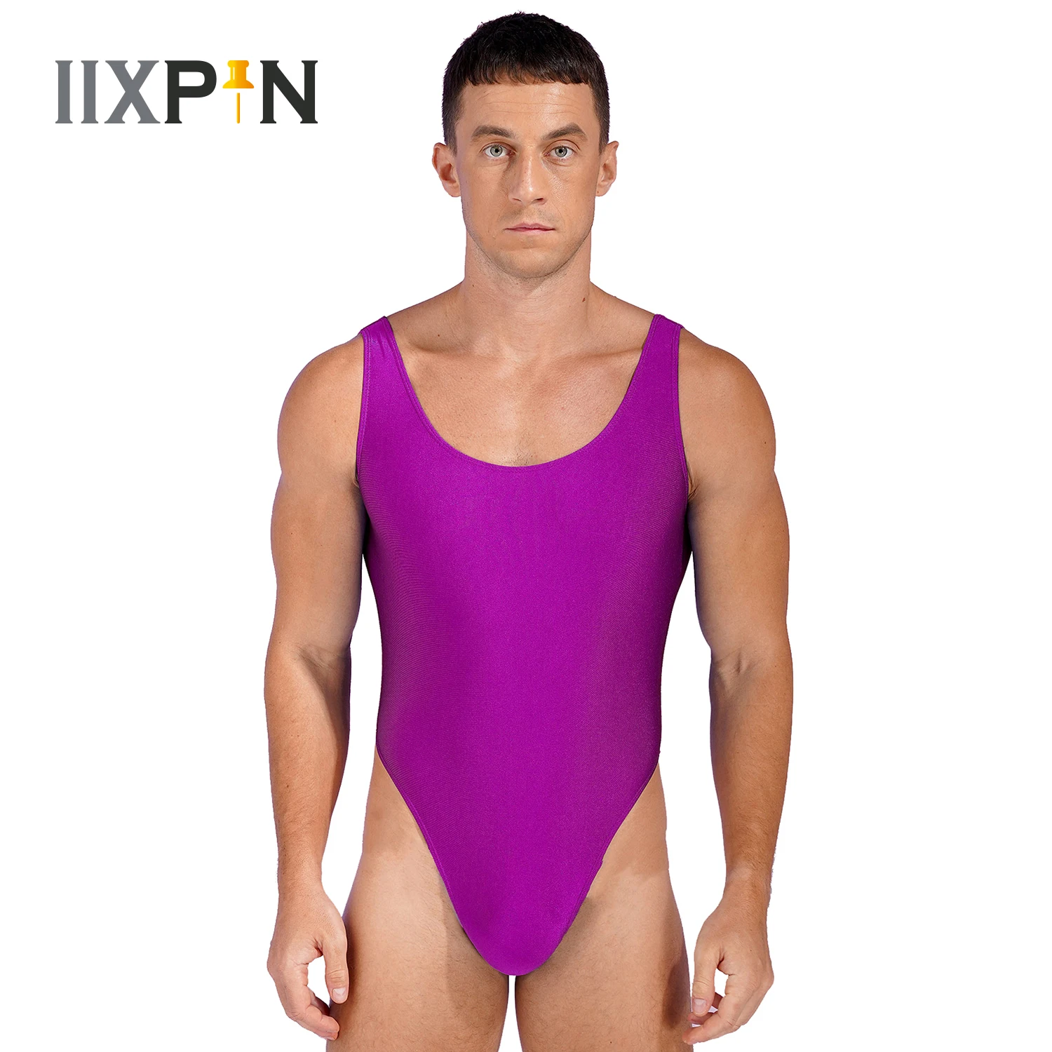 Mankini Thong Underwear Men Bodysuit Sleeveless Stretchy One-piece Swimsuits Leotard High Cut Wrestling Singlet Leotard Bodysuit