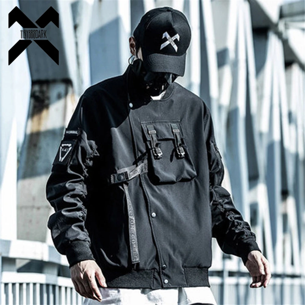 2022 Tactical Bomber Jackets Men Letter Embroidery Functional Multi Pockets Coats Windbreaker Hip Hop Streetwear Male Tops WB776