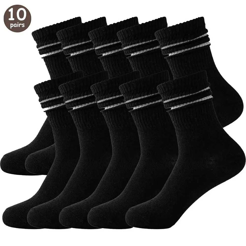 

10 Pairs Stripe Pattern Women Men Unisex Couples Sports Socks Mid-Calf Socks Spring Autumn Holiday Gifts