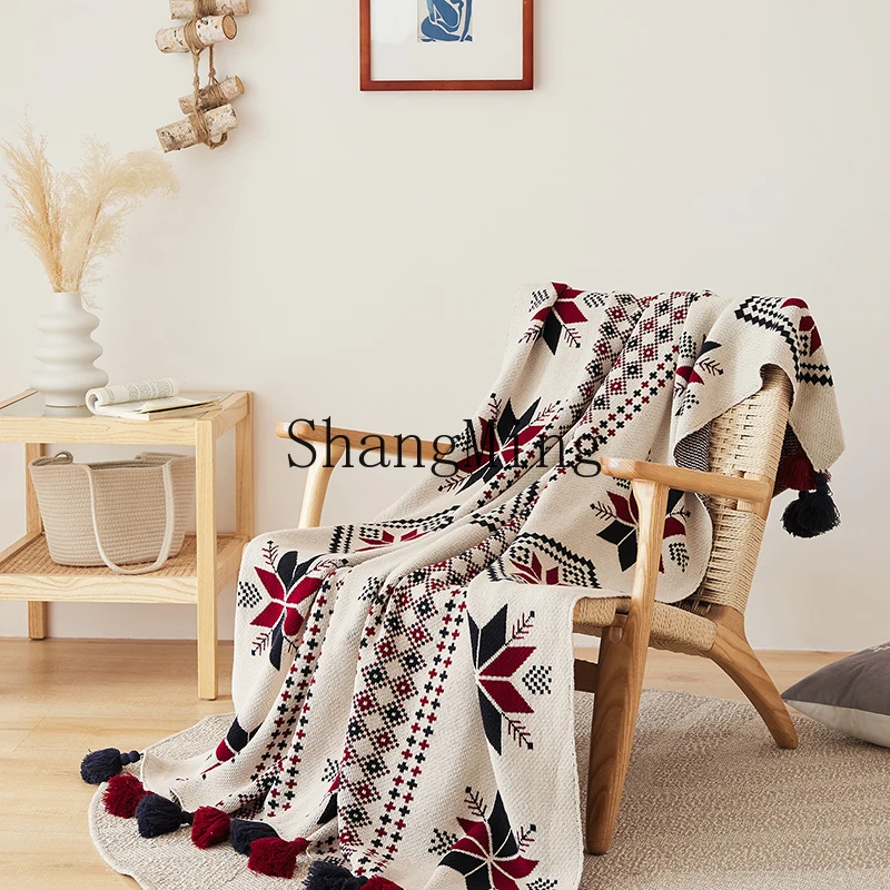 

ZYY cotton sofa blanket light luxury high-end universal four-season nap blanket pure cotton fringed blanket