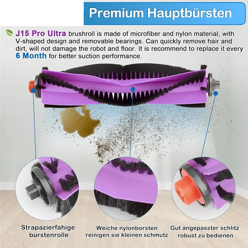 A76G-J15 Pro Ultra لـ Eureka J15 Pro Ultra Robot Vacuum Accessories Kit فرشاة، مرشحات HEPA، وسادات التطهير