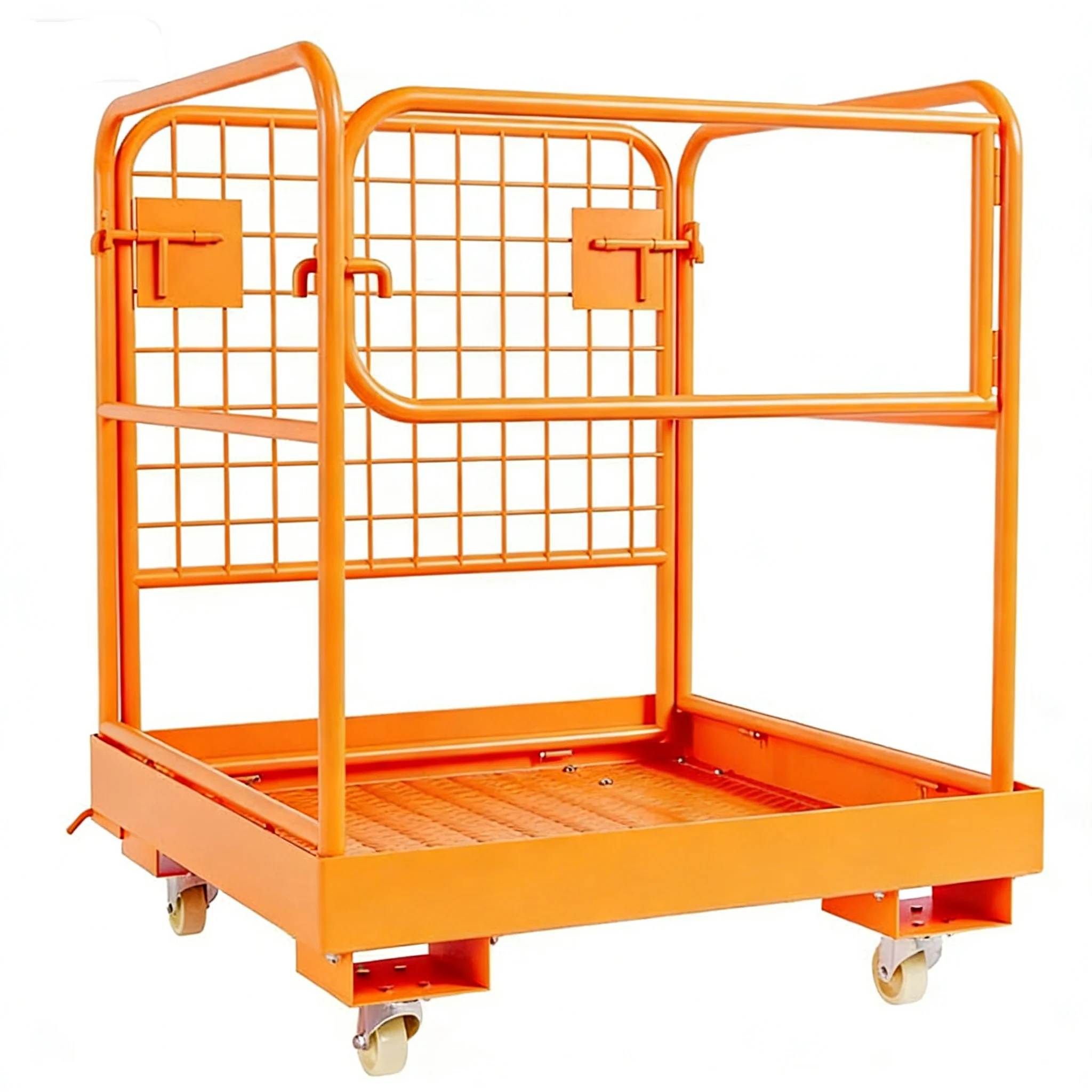 Factory Direct Heavy Duty 1200LBS Steel Forklift Man Basket Foldable Movable Work Platform Wheels Multifunctional Safety Cage