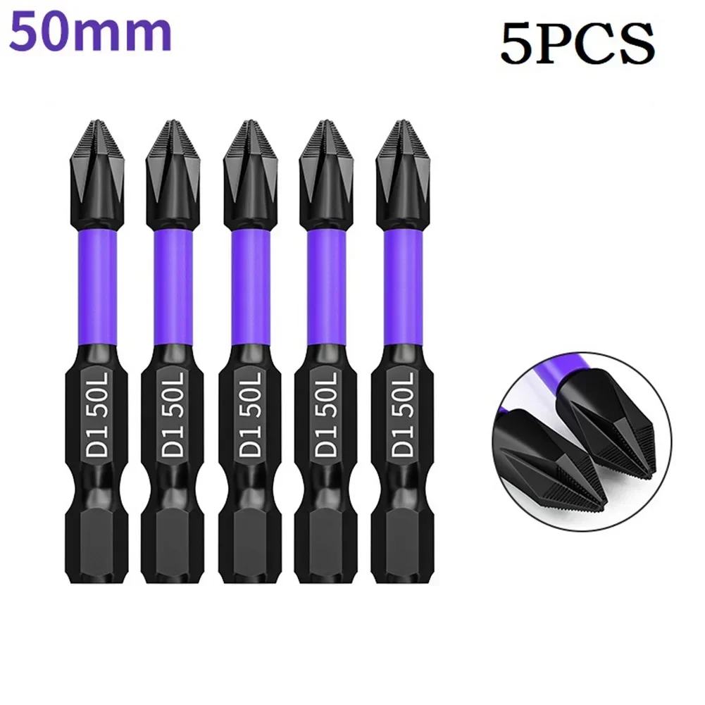 5PCS resistant PH2 Magnetic Screwdriver Bits Suitable for High strength Operations Absorbs Torque Reduces Damage