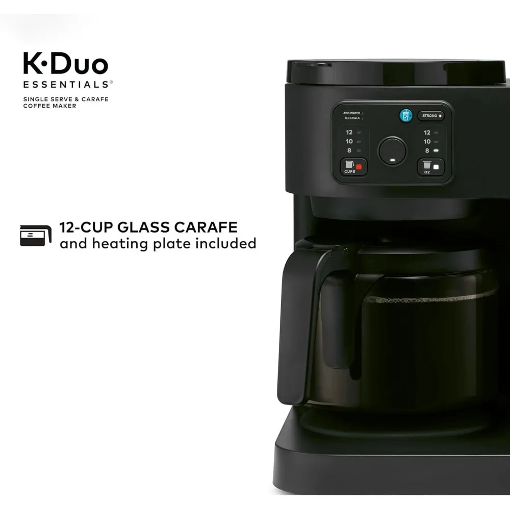 ماكينة صنع القهوة K-Duo Essentials للمشروبات الساخنة والمثلجة، ماكينة تحضير القهوة KCup Pod، وعاء قهوة بالتنقيط سعة 12 كوبًا، 72 أونصة وات