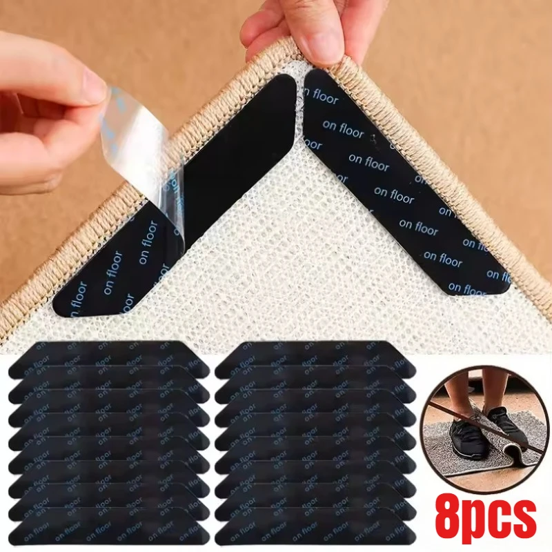 Carpet Anti-slip Stickers Can Be Washed and Reused. Fixed Bathroom Carpet Tape Bath Mat Curl Prevention Patch Rug Bathroom Tool