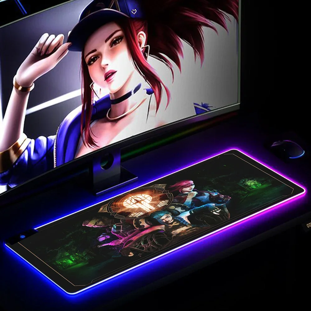 Alta qualità League of Legends Jinx Gaming Mouse Pad Laptop Gamer RGB Mousepad Anime antiscivolo Mat tastiera tappetino da scrivania per Overwatch