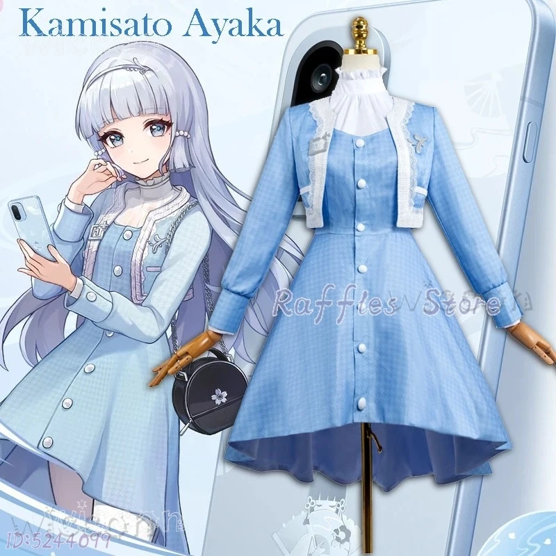 

Adults Kamisato Ayaka Cosplay Costumes Dress Genshin Impact X One PLus Blue Outfits Halloween Anime Cosplay Outfits