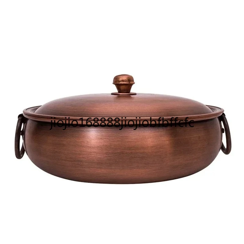Suitable for  Household electromagnetic stove gas double pot  Pure copper pot Retro boiled mutton soup copper basin Extra thick