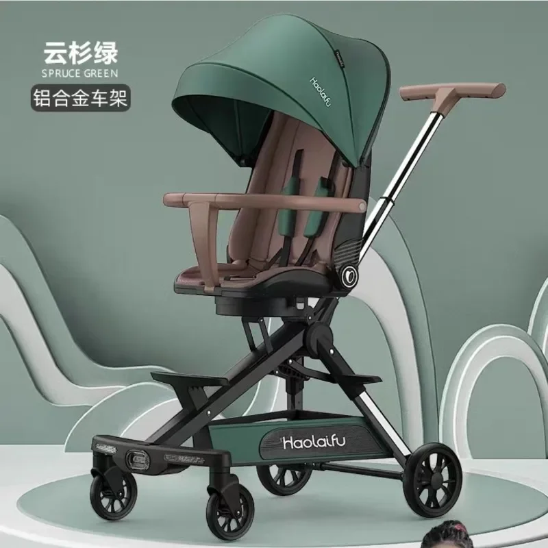

2025High-landscape baby walking artifact, portable folding two-way baby walking trolley, can sit and lie down