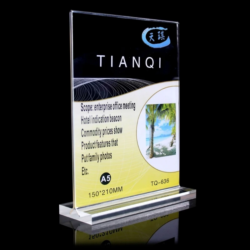 5 Pcs Acrylic Sign Holder Table Sign Display Holder Clear Sign Display Holder