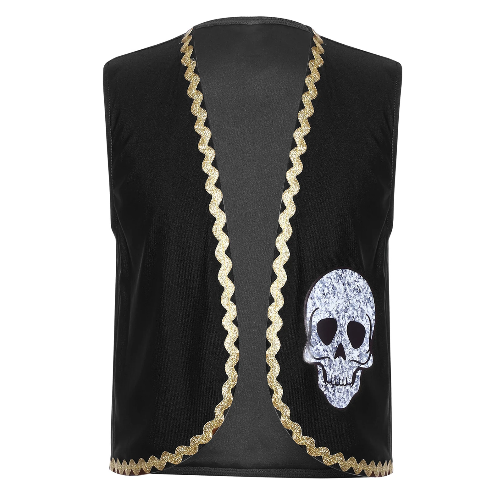 

Kids Halloween Pirate Western Cowboy Cosplay Costume Boys Girls Fashion Open-Front Vest Waistcoat for Carnival Dress-up Party