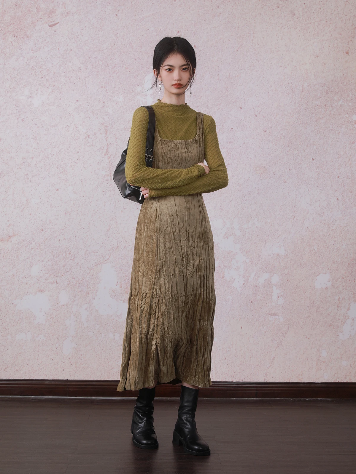 

INGKO Velvet ter Dr Mustard een Women's Gown Long Sve Polyester Spandex Blend Skirt Single Piece Winter 2024