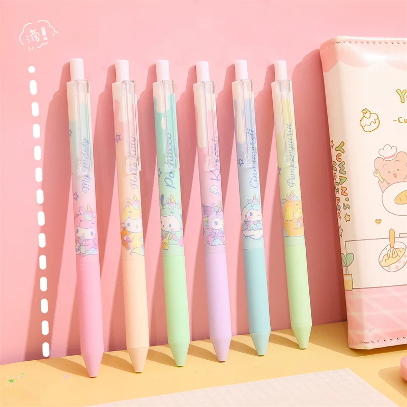 

36pcs/lot Sanrio Kuromi Melody Cinnamoroll Press Gel Pen Cute 0.5mm Black Ink Neutral Pens Promotional Gift Office School Supply