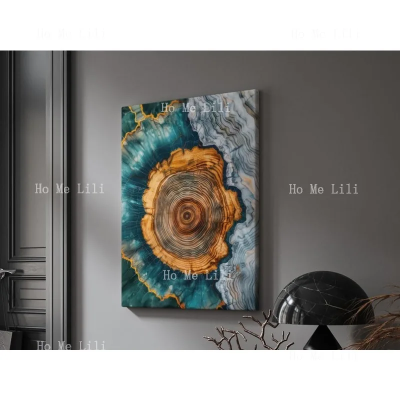 Nordic Tree Ring Painting Scandinavian Abstract Original On Wood Rings Wall Art Canvas Print Poster