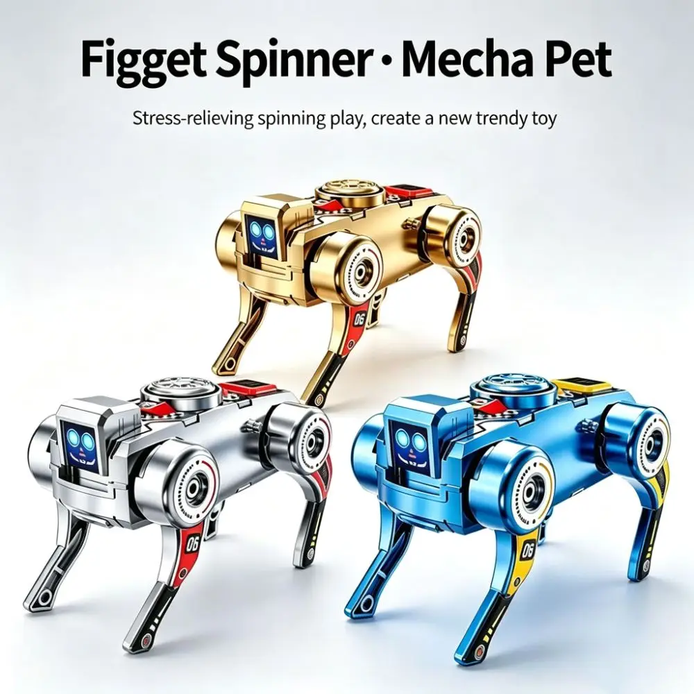 Manual Transformation Robot Dog Rotating Spinner Mechanical Style Fidget Spinner Two-Form Structure Transforming Robot