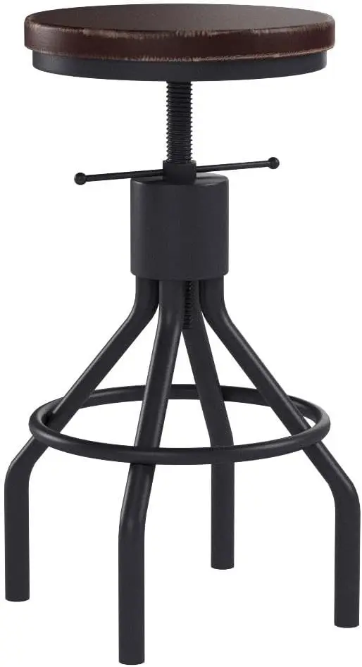 Industrial Swivel Bar Stool Set of 2, Adjustable Height 22-33 Inch, Rustic Vintage Design