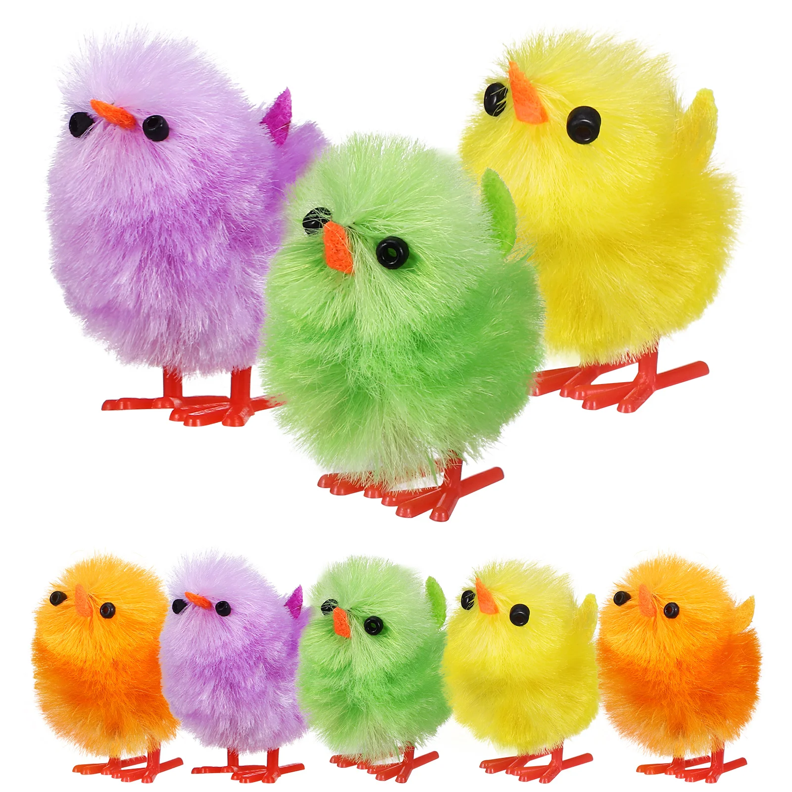 Decoración de huevos de Pascua, polluelos falsos, pollo de terciopelo, Animal de peluche arcoíris, Mini bebé difuso, 3cm, 8 piezas