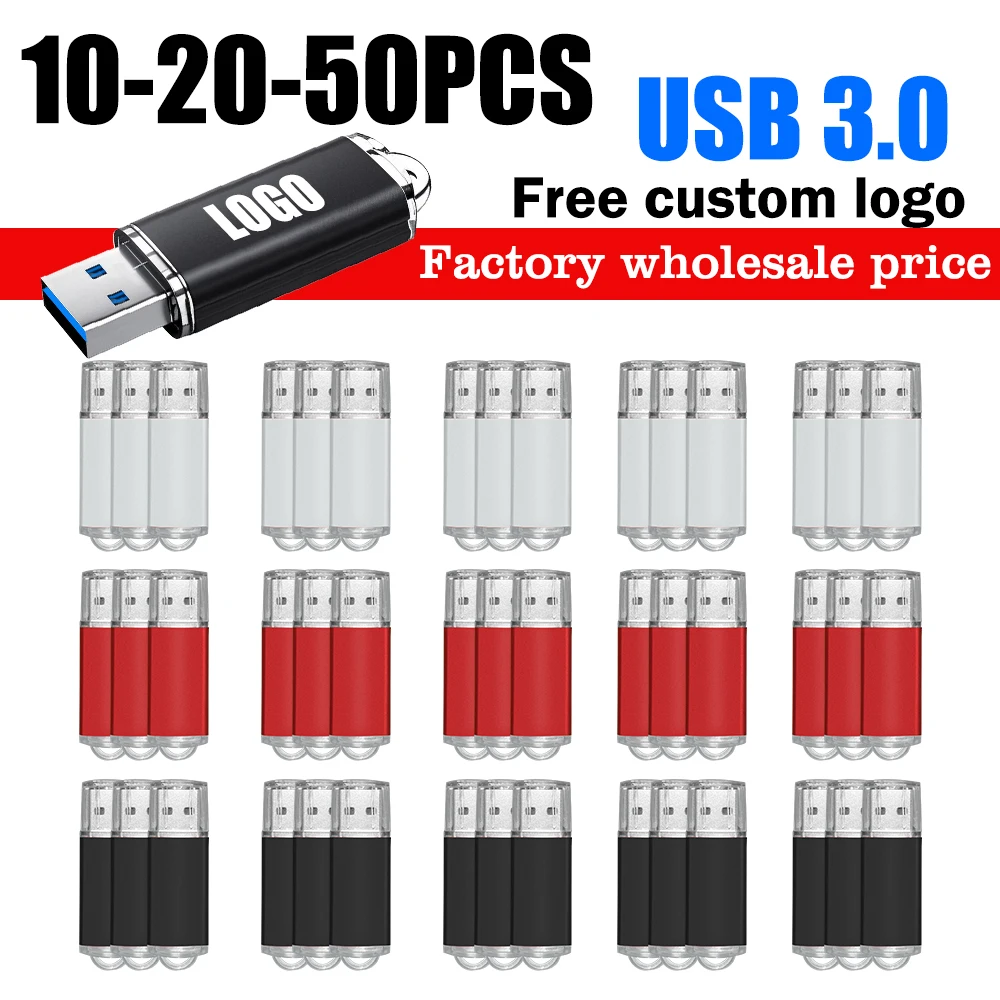 

10/20/50pcs 3.0 USB Flash Drive 64GB Metal Pen Drive 8GB 16GB 32GB 128GB High Speed USB Stick Creative Pendrives for Computer
