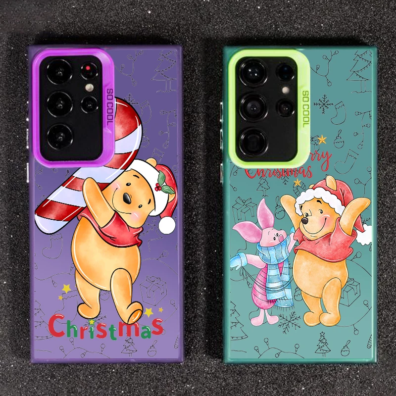 Pooh Bear Christmas For Samsung A71 A52 A53 A51 A34 A33 A32 A21S A23 A15 A12 A13 A05 5G Colorful Silver Funda Phone Case