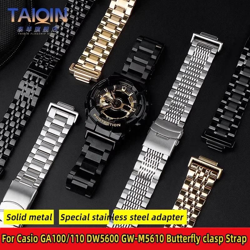 For Casio G-SHOCK GA110/100 GM2100 GA2100 watch strap DW-5600 GW-B5600 5610 Men metal Stainless steel Butterfly clasp watchband