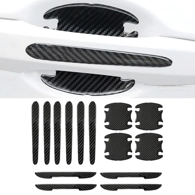 Car Door Handle Bowl Scratch Protector Carbon Fiber Stickers Rearview Mirror Protection Strip For Car Auto Accessories