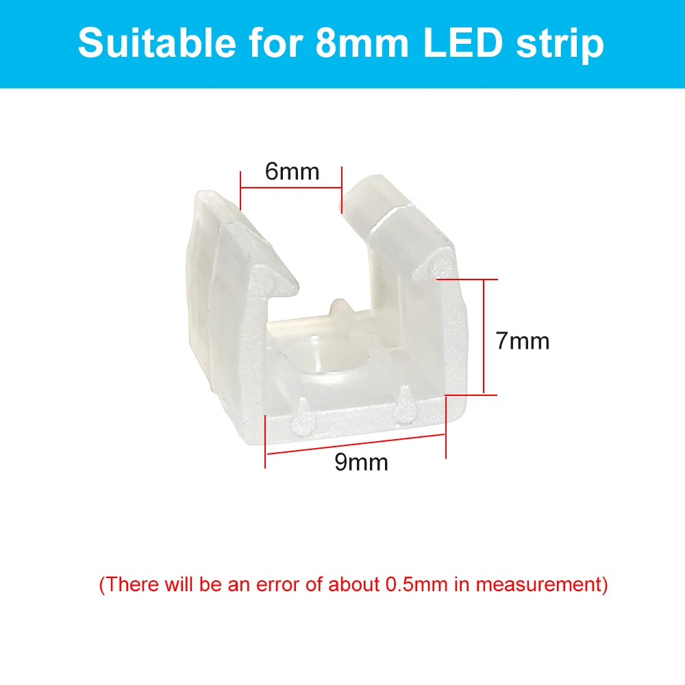 LED Strip Fix Clips Holder Connector Accessories For Fixing 2835 Neon Light 6mm 8mm 12mm 15mm 220V Flexible COB Plastic Buckle