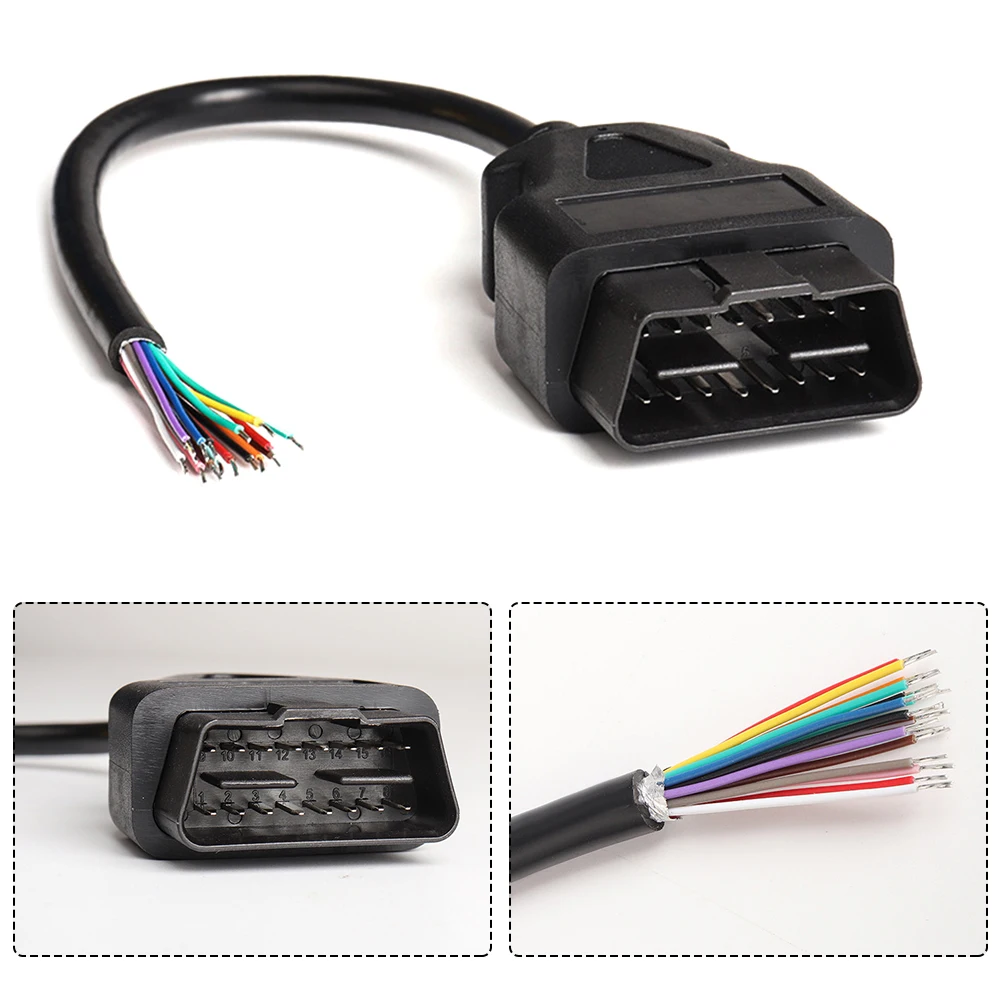 

30cm OBD2 16Pin Male Plug Connector Female Extension Opening Cable Auto Scanner Cables OBDII 16Pin OBD 2 Adaptor Male Cable