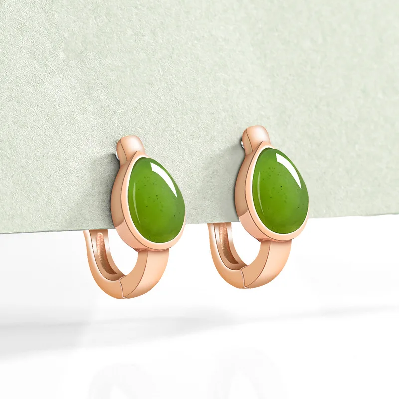 Natural Old Material Hetian Drop Earrings Women, S925 Silver Inlaid With Jade, Elegant Jewelry