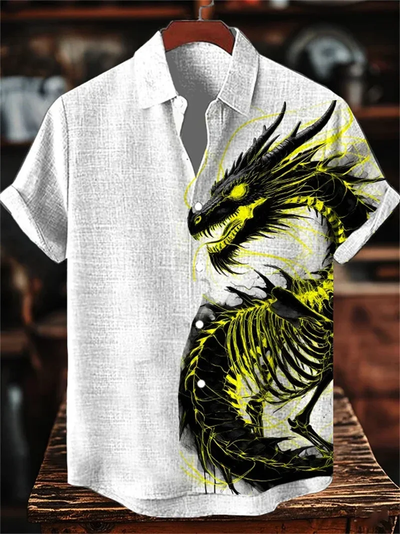 3D Printed Shirt Mens Short Sleeve Button Down Casual Summer Hawaiian Beach Graphic Novelty Vintage Loose Vacation Holiday Funny