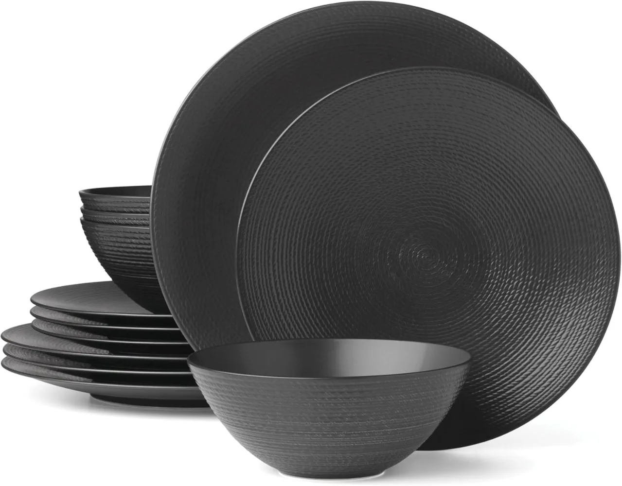 

Lenox Dinner Set Plates and Dishes Collective Black 12-Piece Set, White Dinner Plates