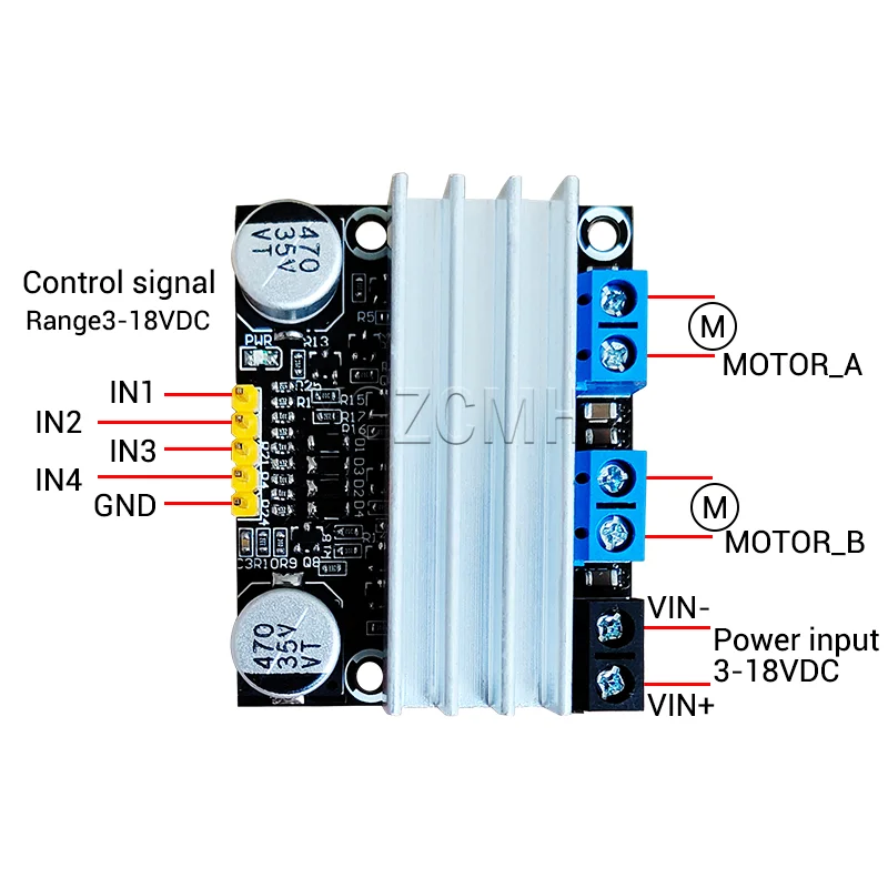 BM1 10A DC3-18V Dual-channel H-bridge Motor Drive Module Forward And Reverse PWM Speed Control And Dimming