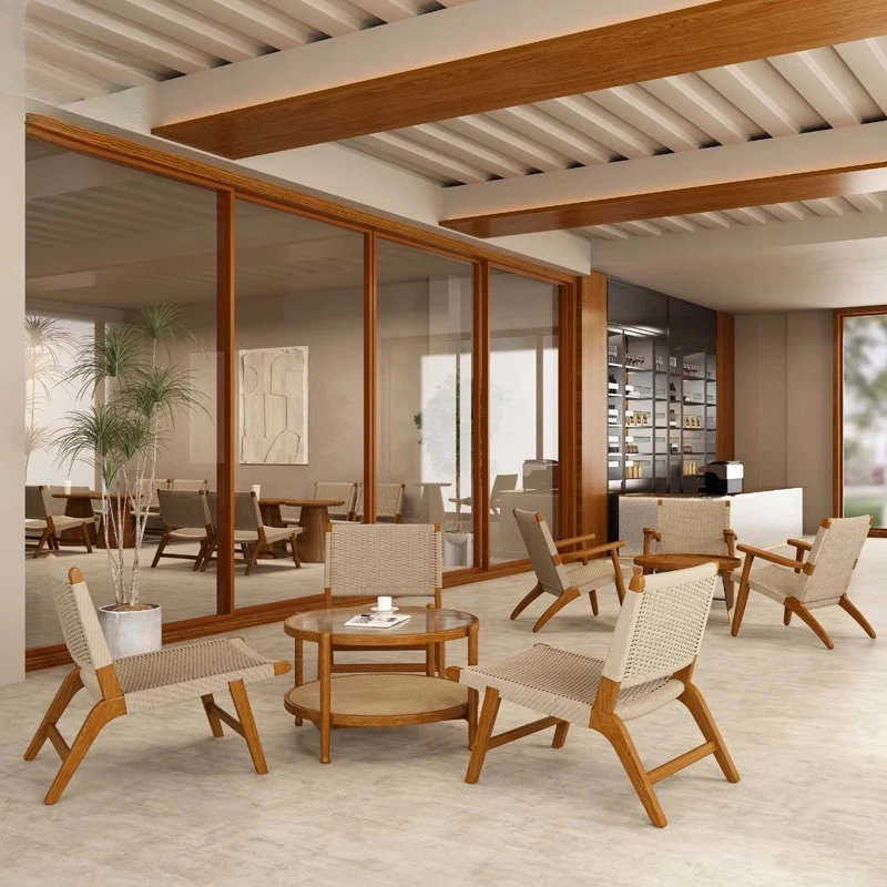 Wabi Sabi Wind Cafe كرسي الترفيه الخشبي الصلب مخبز كتاب بار منطقة الراحة التفاوض على طاولة وكرسي مزيج
