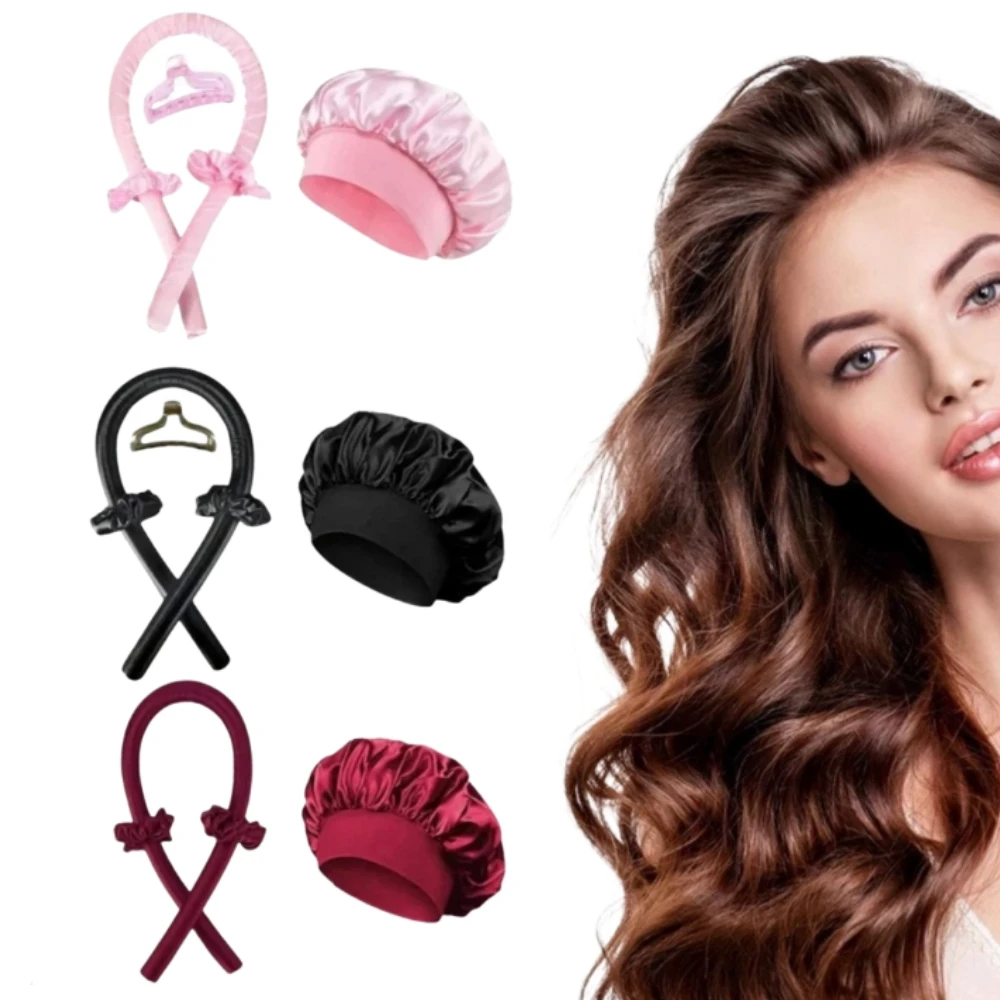 

Heatless Hair Curler Soft Curling Rod Headband No Heat Hair Rollers Curlers Satin Curls Sleeping Bonnet Night Cap Styling Tools