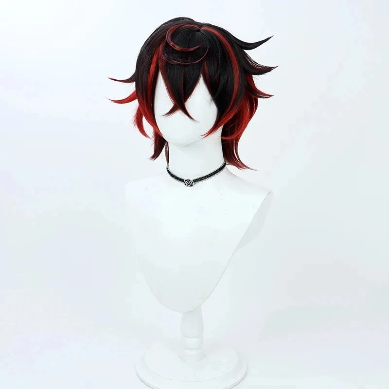 Ss23vtuber k9 kuro kurenai cosplay curto preto vermelho resistente ao calor cabelo sintético festa de halloween role play carnaval + peruca ca