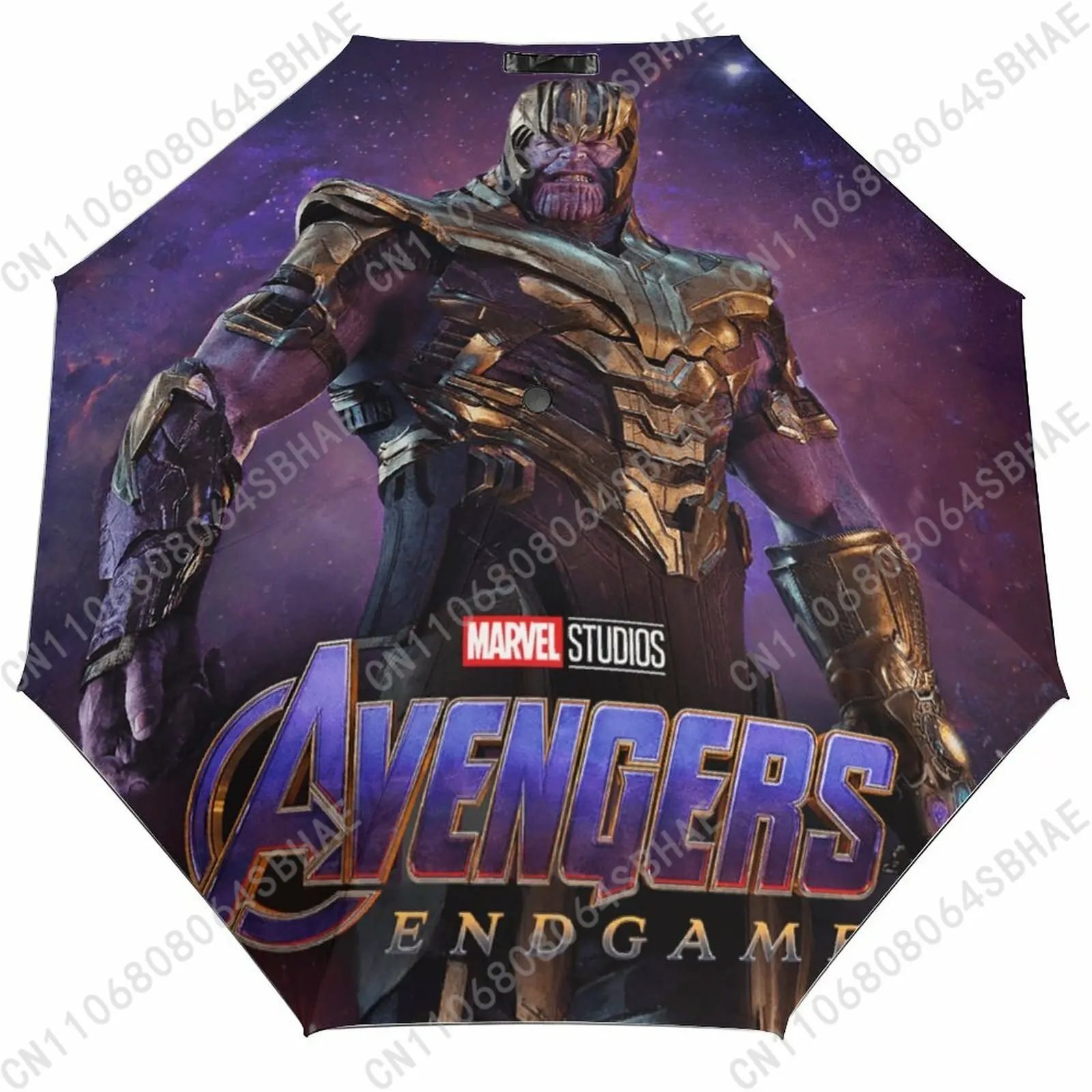 

Marvel Thanos Automatic Foldable Umbrella One Button Umbrella with Black Coating Umbrella with Matching Pouch Cosplay