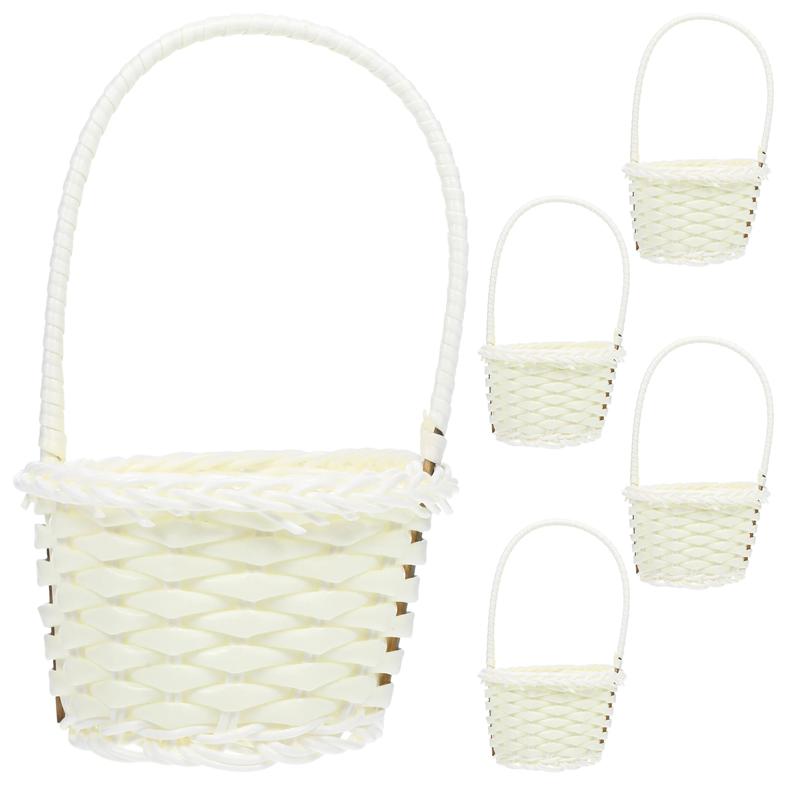 

Plastic Rattan Basket Woven Storage Baskets Home Decor Vegetable Basket Rustic Style Easy to Clean Compact Size
