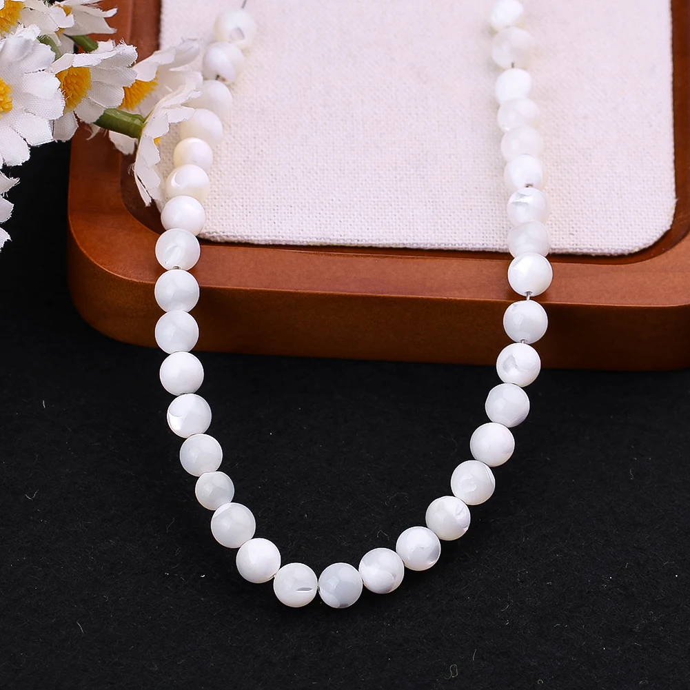 20pcs 7mm Natural Trochus Shell Beads White Mother of Pearl Round Loose Spacer Bead for Jewelry Making DIY Bracelet Necklace