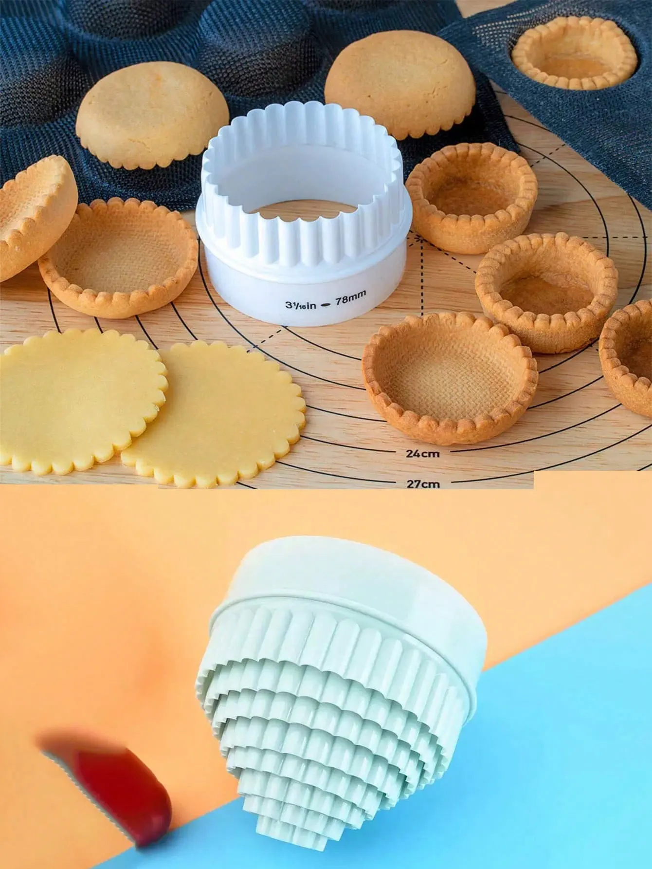Round Lace-Shaped Dual-Purpose Food-Grade Dumpling Skin Mold Cookie Baking Tool Set 8Pcs