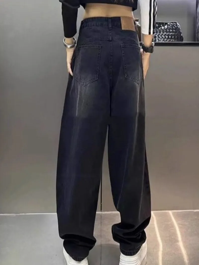 Harem Trousers High Waist Shot Womens Jeans Black with Pockets Denim Pants for Women Spring Wide Leg Korean Fashion Wholesale R