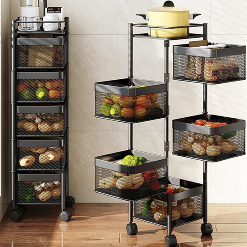 

Kitchen revolving vegetable rack floor-mounted multi-layer detachable corner special fruit basket