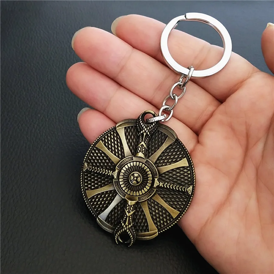 Kratos Guardian Shield Keychain Metal Keyring  Cosplay Accessories