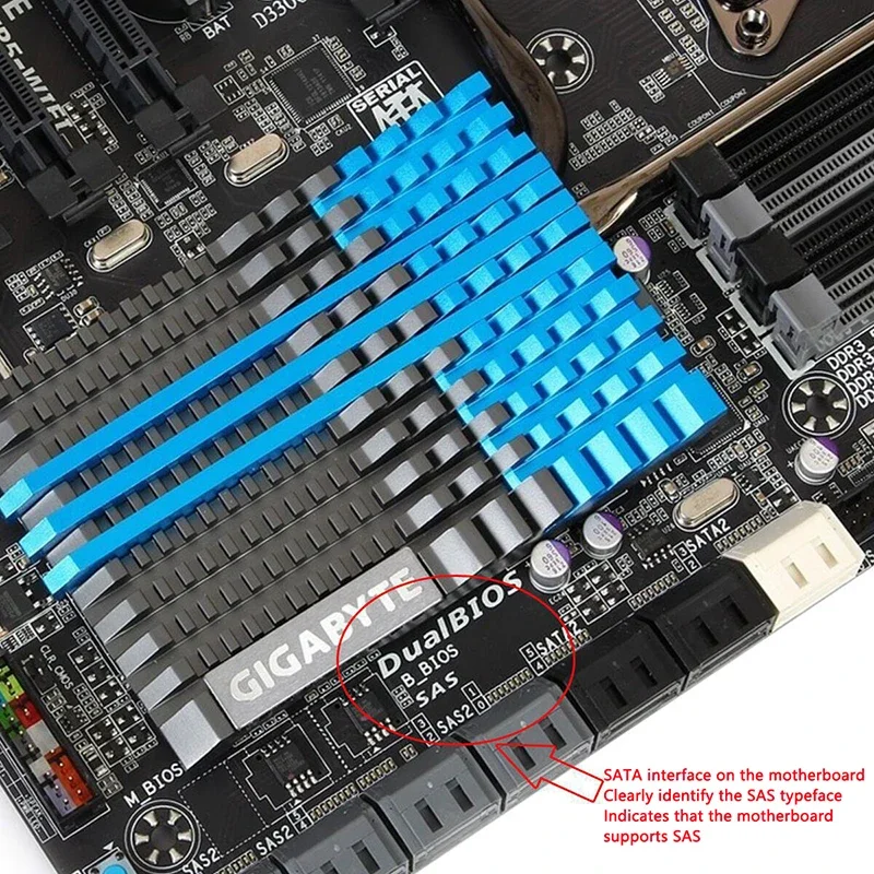 Adapter SAS na SATA 6 Gb/s SFF-8482, kąt 180 stopni, prosta głowica SFF-8482, wytrzymały, przenośny do PC, 1 sztuka