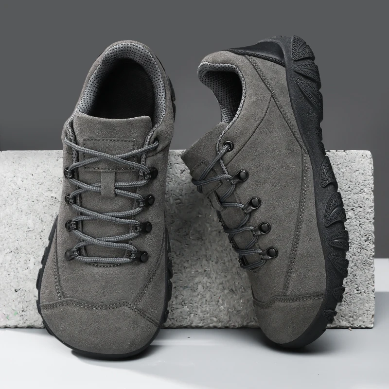 Wide-toe hiking shoes for men and women universal non-slip outdoor sports shoes artificial leather lace-up walking shoes