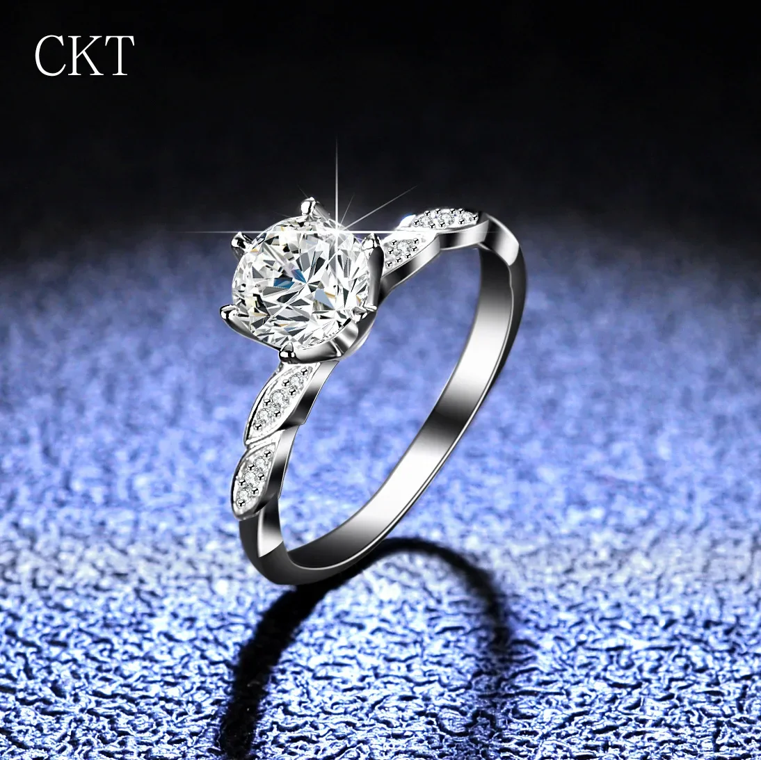 18k White Gold Platinum Pt950 Ring Moissanite Diamond Rings Six Claw Women's Ring Fashion Double Flowers Rings for Women Jewelry