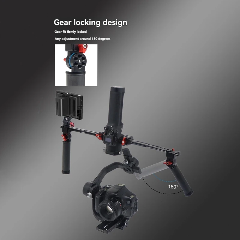 Punho gimbal para dji ronin rs2/3/4, alça dobrável de carbono 180, suporte estabilizador ajustável para dji rs2/3/4 a