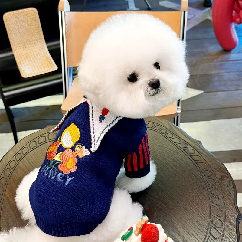 Cute Pet Dog Sweater Winter Dog Warm Clothes Palid Puppy Coat Chihuahua Bichon Yorkie Clothing Sweaters and Hat Set Dog Costume - view 5